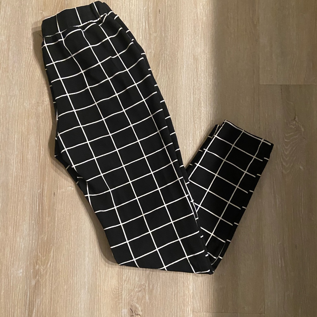 Windowpane Polyester Pull-On Pants